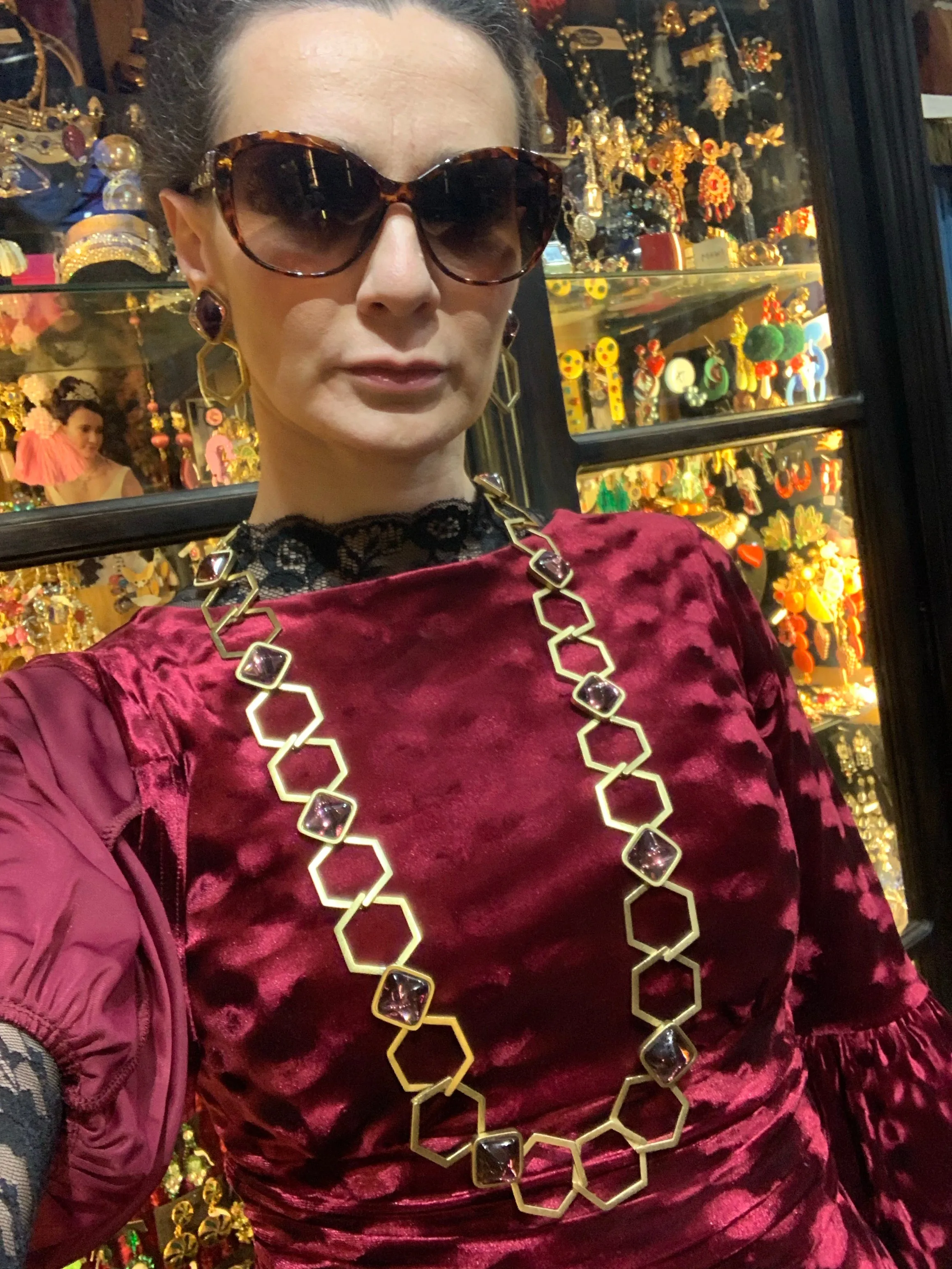Yves Saint Laurent Long purple chain necklace