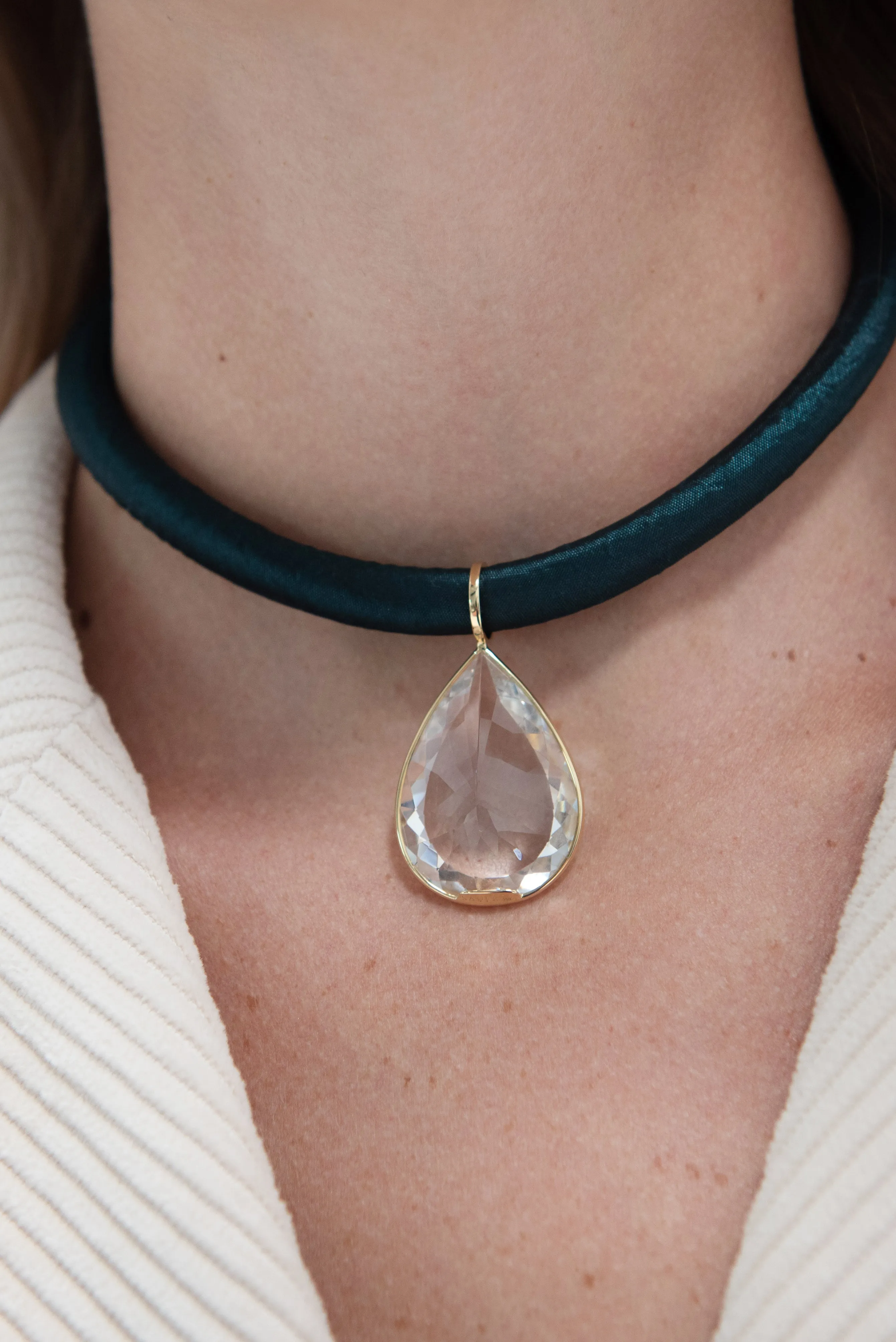 Yvonne Rock Crystal Necklace, Green