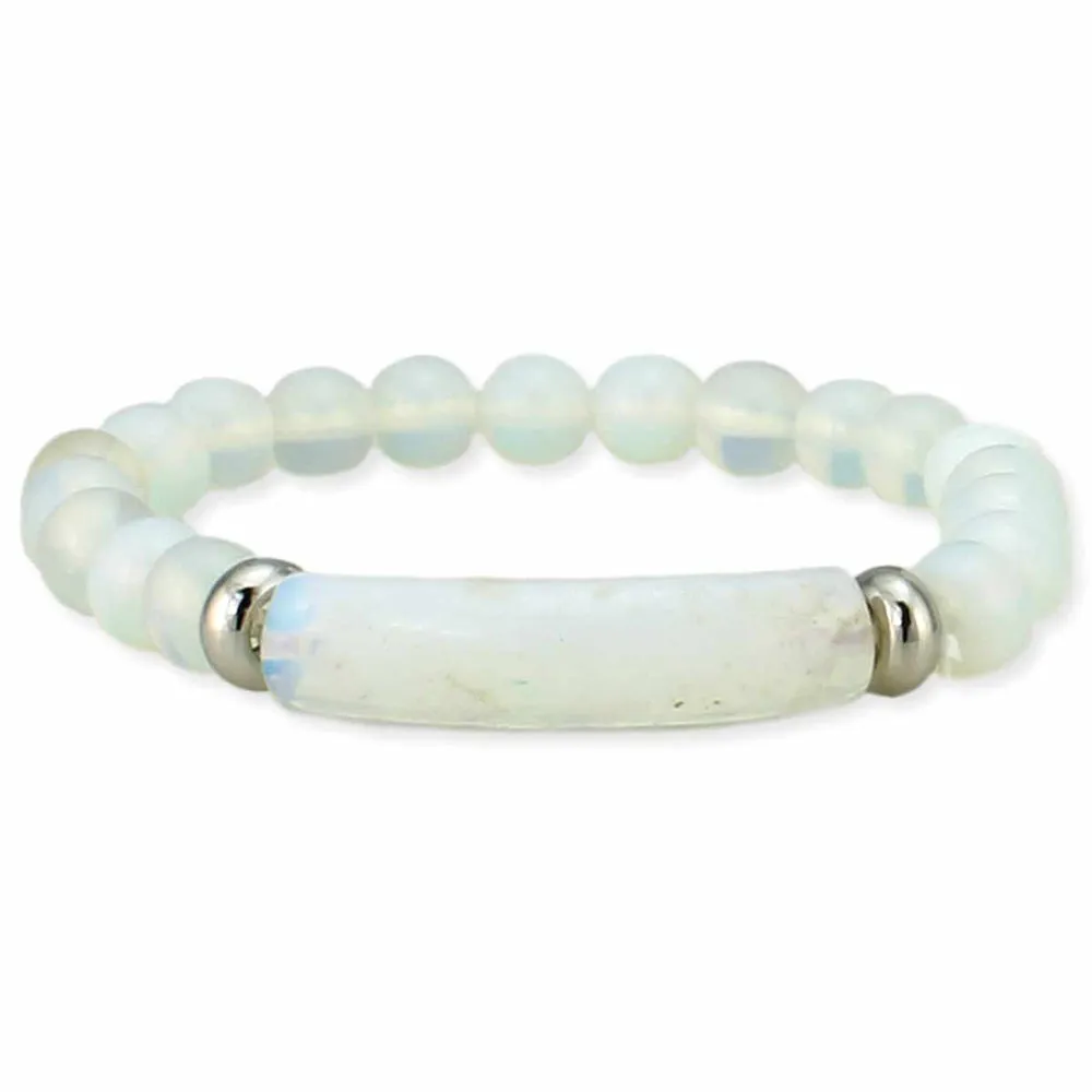 Zad White Opalite Bar Stone Bracelet