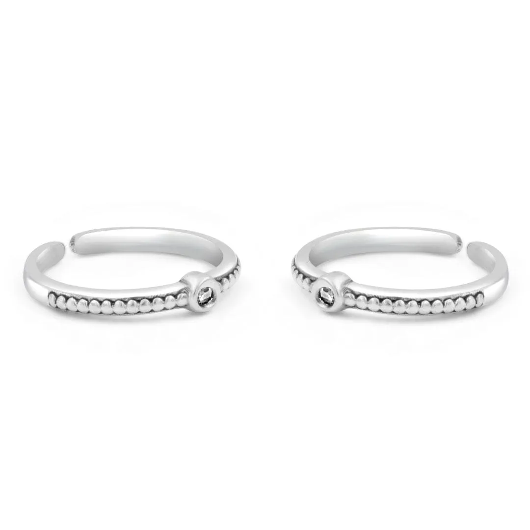 Zarkan The Belle Dot Silver Toe Rings