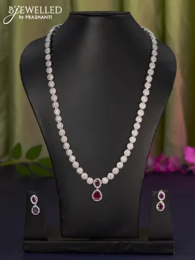 Zircon haaram with ruby and cz stones